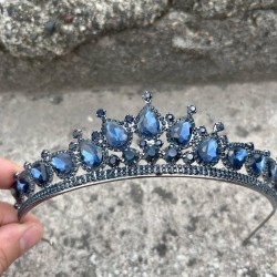 Renata Lacivert Gelin Kına Tacı Özel Gün Aksesuar Kadın Taç Saç Aksesuarı-RENATA-3 Renata Lacivert Gelin Kına Tacı Özel Gün Aksesuar Kadın Taç Saç Aksesuarı-RENATA-3