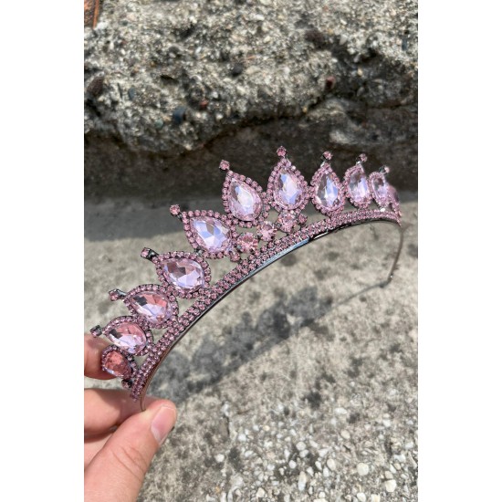 Renata Pembe Gelin Kına Tacı Özel Gün Aksesuar Kadın Taç Saç Aksesuarı-RENATA-4 Renata Pembe Gelin Kına Tacı Özel Gün Aksesuar Kadın Taç Saç Aksesuarı-RENATA-4