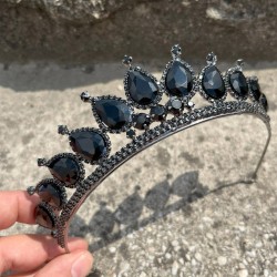 Renata Siyah Gelin Kına Tacı Özel Gün Aksesuar Kadın Taç Saç Aksesuarı-RENATA-5 Renata Siyah Gelin Kına Tacı Özel Gün Aksesuar Kadın Taç Saç Aksesuarı-RENATA-5