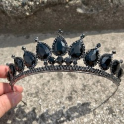 Renata Siyah Gelin Kına Tacı Özel Gün Aksesuar Kadın Taç Saç Aksesuarı-RENATA-5 Renata Siyah Gelin Kına Tacı Özel Gün Aksesuar Kadın Taç Saç Aksesuarı-RENATA-5