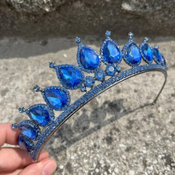 Renata Saks Mavi Gelin Kına Tacı Özel Gün Aksesuar Kadın Taç Saç Aksesuarı-RENATA-6 Renata Saks Mavi Gelin Kına Tacı Özel Gün Aksesuar Kadın Taç Saç Aksesuarı-RENATA-6