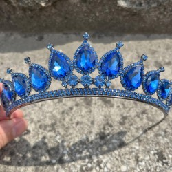 Renata Saks Mavi Gelin Kına Tacı Özel Gün Aksesuar Kadın Taç Saç Aksesuarı-RENATA-6 Renata Saks Mavi Gelin Kına Tacı Özel Gün Aksesuar Kadın Taç Saç Aksesuarı-RENATA-6