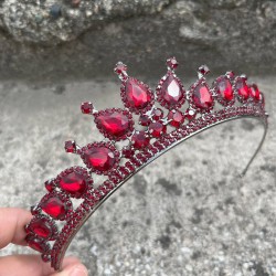 Renata Bordo Gelin Kına Tacı Özel Gün Aksesuar Kadın Taç Saç Aksesuarı-RENATA-7 Renata Bordo Gelin Kına Tacı Özel Gün Aksesuar Kadın Taç Saç Aksesuarı-RENATA-7