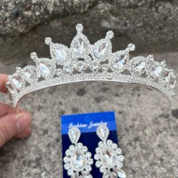Renata Gümüş Gelin Kına Tacı Özel Gün Aksesuar Kadın Taç Ve Üç Mekik Küpe Takımı-RENATA-8 Renata Gümüş Gelin Kına Tacı Özel Gün Aksesuar Kadın Taç Ve Üç Mekik Küpe Takımı-RENATA-8