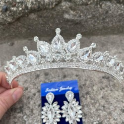 Renata Gümüş Gelin Kına Tacı Özel Gün Aksesuar Kadın Taç Ve İnce Mekik Küpe Takımı-RENATA-9 Renata Gümüş Gelin Kına Tacı Özel Gün Aksesuar Kadın Taç Ve İnce Mekik Küpe Takımı-RENATA-9