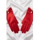 Rovienne Pearl Kırmızı Satin Eldiven &ndash; İnci Detaylı Kısa L&uuml;ks Gelin ve Davet Aksesuarı-ROVIENNE-1