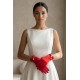 Rovienne Pearl Kırmızı Satin Eldiven &ndash; İnci Detaylı Kısa L&uuml;ks Gelin ve Davet Aksesuarı-ROVIENNE-1