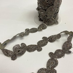 Füme Şal Desenli Ütüyle Yapışan Şerit Taş Aplik-SA-1085