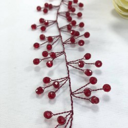 Kırmızı Kristalli Saç Ve Türban Aksesuarı-SAK-10