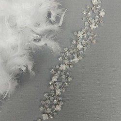 Çiçek Motifli Kristalli Saç Aksesuarı-SAK-1060