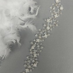 Çiçek Motifli Kristalli Saç Aksesuarı-SAK-1060