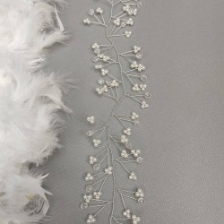 Beyaz Kristal Boncuklu Saç Aksesuarı-SAK-1061