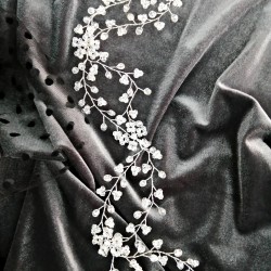 Beyaz Lazer Çiçekli Kristalli Saç Aksesuarı-SAK-1063