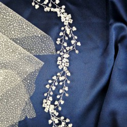 Beyaz Lazer Çiçekli Kristalli Saç Aksesuarı-SAK-1063