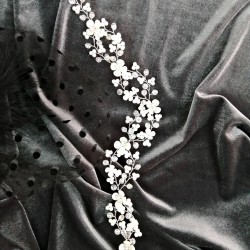 Gümüş Şeffaf Kristalli Saç ve Türban Akseusarı-SAK-1065