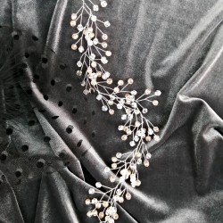 Gümüş Şeffaf Boncuklu Saç ve Türban Aksesuarı-SAK-1066