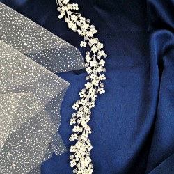 Gümüş Boncuklu Saç ve Türban Aksesuarı-SAK-1069