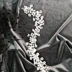 Gümüş Çiftsıra Boncuklu Saç ve Türban Aksesuarı-SAK-1070