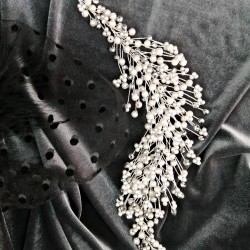 Gümüş Boncuklu Dal Model Saç ve Türban Aksesuarı-SAK-1073