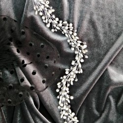 Gümüş Arpa Boncuklu Saç ve Türban Aksesuarı-SAK-1076