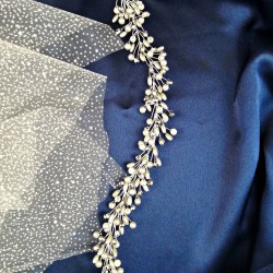 Gümüş Arpa Boncuklu Saç ve Türban Aksesuarı-SAK-1076