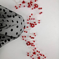 Kırmızı Papatyalı Saç ve Türban Aksesuarı-SAK-1082