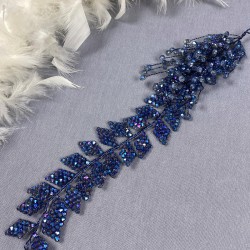 İndigo Mavi Liliz Model Kristal Boncuklu Saç Ve Türban Aksesuarı-SAK-1090 İndigo Mavi Liliz Model Kristal Boncuklu Saç Ve Türban Aksesuarı-SAK-1090