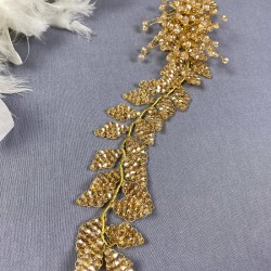 Bal Rengi Liliz Model Kristal Boncuklu Saç Ve Türban Aksesuarı-SAK-1095 Bal Rengi Liliz Model Kristal Boncuklu Saç Ve Türban Aksesuarı-SAK-1095