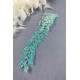 Su Yeşili Liliz Model Kristal Boncuklu Saç Ve Türban Aksesuarı-SAK-1096
