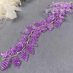 Lila Liliz Model Kristal Boncuklu Saç Ve Türban Aksesuarı-SAK-1097