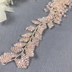 Pudra Liliz Model Kristal Boncuklu Saç Ve Türban Aksesuarı-SAK-1098