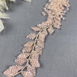 Pudra Liliz Model Kristal Boncuklu Saç Ve Türban Aksesuarı-SAK-1098