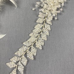 Şeffaf Liliz Model Kristal Boncuklu Saç Ve Türban Aksesuarı-SAK-1099