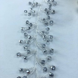 Açık Gümüş Kristalli Saç Ve Türban Aksesuarı-SAK-13