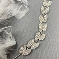 Gümüş Rengi Zella Yaprak Desen Saç Akseusarı-SAK-17