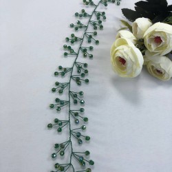 Yeşil Kritalli Saç Ve Türban Aksesuarı-SAK-5