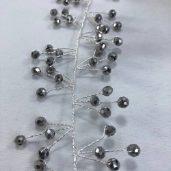 Gümüş Rengi Kristalli Saç Ve Türban Aksesuarı-SAK-6