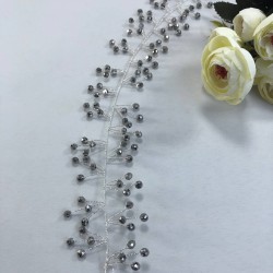 Gümüş Rengi Kristalli Saç Ve Türban Aksesuarı-SAK-6