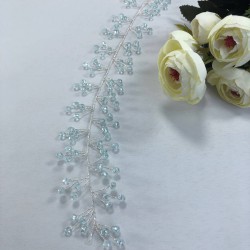 Turkuaz Rengi Kristalli Saç Ve Türban Aksesuarı-SAK-8