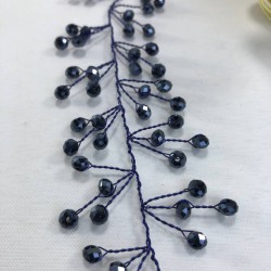 Lacivert Kristalli Saç Ve Türban Aksesuarı-SAK-9