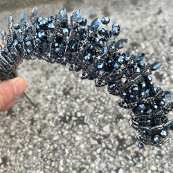 Salome Lacivert Gelin Kına Tacı Yüksek Kalite Özel Gün Aksesuar Kadın Taç Saç Aksesuarı-SALOME-1 Salome Lacivert Gelin Kına Tacı Yüksek Kalite Özel Gün Aksesuar Kadın Taç Saç Aksesuarı-SALOME-1