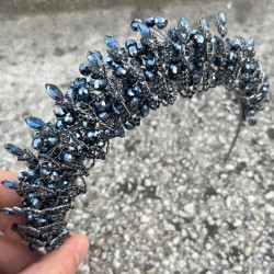 Salome Lacivert Gelin Kına Tacı Yüksek Kalite Özel Gün Aksesuar Kadın Taç Saç Aksesuarı-SALOME-1 Salome Lacivert Gelin Kına Tacı Yüksek Kalite Özel Gün Aksesuar Kadın Taç Saç Aksesuarı-SALOME-1