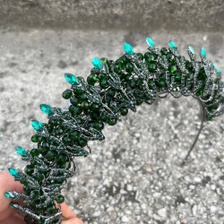 Salome Yeşil Gelin Kına Tacı Yüksek Kalite Özel Gün Aksesuar Kadın Taç Saç Aksesuarı-SALOME-2 Salome Yeşil Gelin Kına Tacı Yüksek Kalite Özel Gün Aksesuar Kadın Taç Saç Aksesuarı-SALOME-2