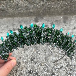 Salome Yeşil Gelin Kına Tacı Yüksek Kalite Özel Gün Aksesuar Kadın Taç Saç Aksesuarı-SALOME-2 Salome Yeşil Gelin Kına Tacı Yüksek Kalite Özel Gün Aksesuar Kadın Taç Saç Aksesuarı-SALOME-2