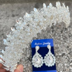 Salome Krem İncili Gelin Kına Tacı Özel Gün Aksesuar Kadın Taç Ve Damla Mekik Küpe Takımı-SALOME-20 Salome Krem İncili Gelin Kına Tacı Özel Gün Aksesuar Kadın Taç Ve Damla Mekik Küpe Takımı-SALOME-20