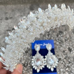 Salome Krem İncili Gelin Kına Tacı Özel Gün Aksesuar Kadın Taç Ve Geniş Mekik Küpe Takımı-SALOME-21 Salome Krem İncili Gelin Kına Tacı Özel Gün Aksesuar Kadın Taç Ve Geniş Mekik Küpe Takımı-SALOME-21