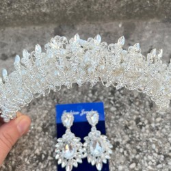 Salome Krem İncili Gelin Kına Tacı Özel Gün Aksesuar Kadın Taç Ve Geniş Mekik Küpe Takımı-SALOME-21 Salome Krem İncili Gelin Kına Tacı Özel Gün Aksesuar Kadın Taç Ve Geniş Mekik Küpe Takımı-SALOME-21