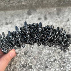 Salome Siyah Gelin Kına Tacı Yüksek Kalite Özel Gün Aksesuar Kadın Taç Saç Aksesuarı-SALOME-3 Salome Siyah Gelin Kına Tacı Yüksek Kalite Özel Gün Aksesuar Kadın Taç Saç Aksesuarı-SALOME-3