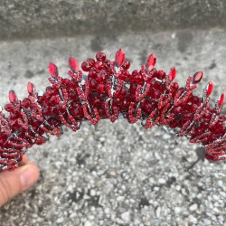 Salome Kırmızı Gelin Kına Tacı Yüksek Kalite Özel Gün Aksesuar Kadın Taç Saç Aksesuarı-SALOME-4 Salome Kırmızı Gelin Kına Tacı Yüksek Kalite Özel Gün Aksesuar Kadın Taç Saç Aksesuarı-SALOME-4