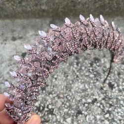 Salome Pembe Gelin Kına Tacı Yüksek Kalite Özel Gün Aksesuar Kadın Taç Saç Aksesuarı-SALOME-6 Salome Pembe Gelin Kına Tacı Yüksek Kalite Özel Gün Aksesuar Kadın Taç Saç Aksesuarı-SALOME-6